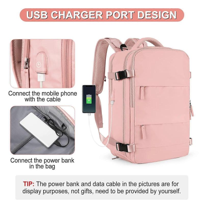 Large Travel Backpack With USB Charging Port Shoe Compartment