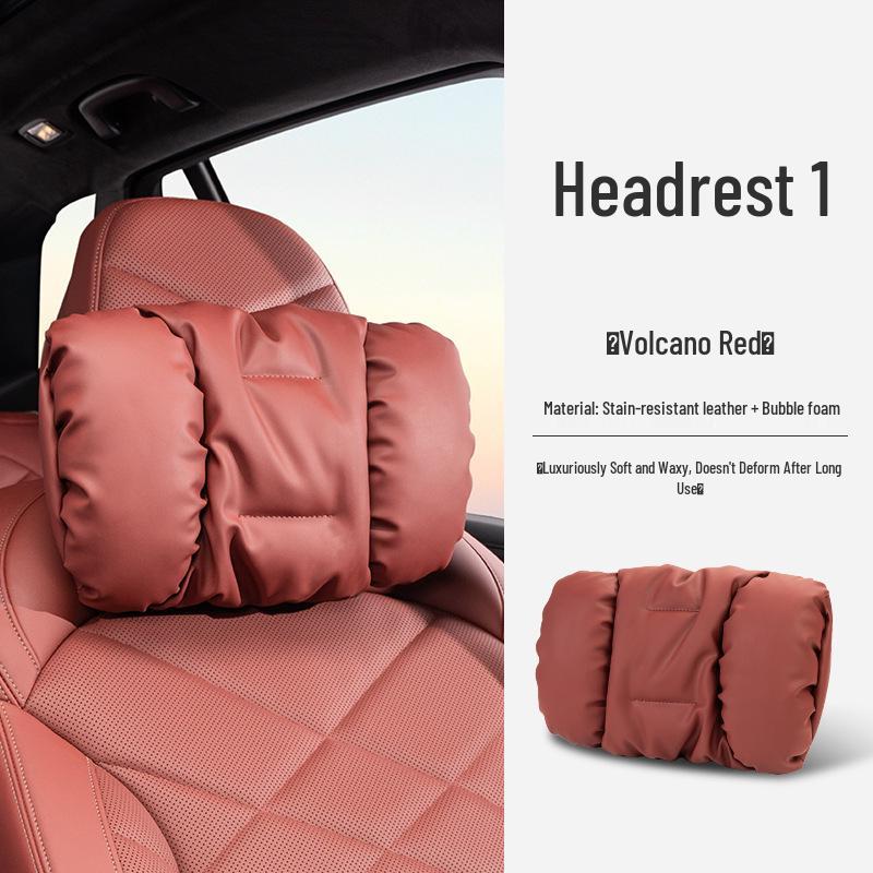 Luxury Leather Car Neck & Lumbar Support Pillow Set