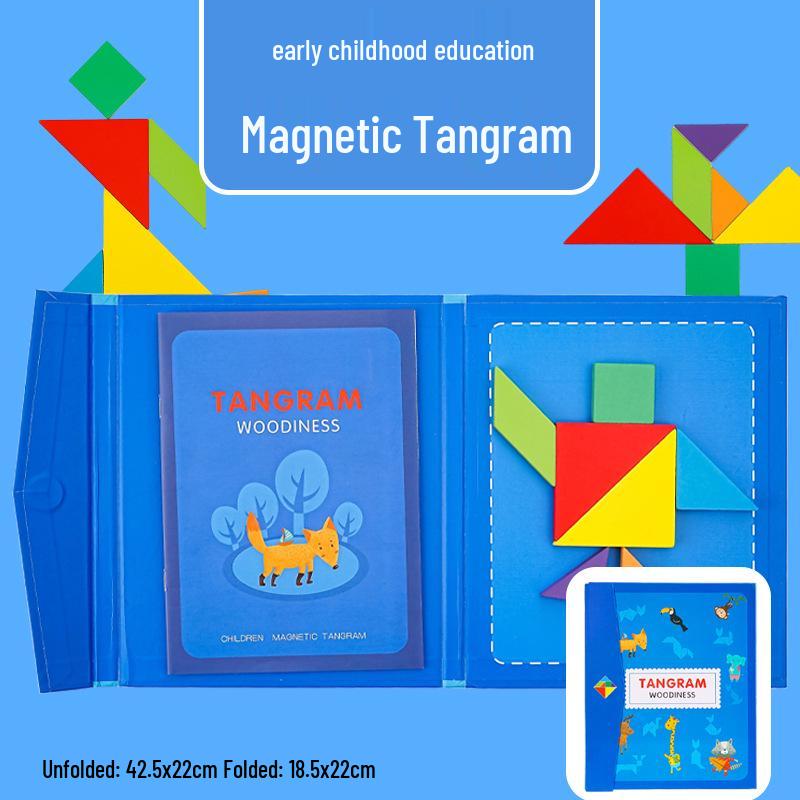 Portable Magnetic Tangram Puzzle Set for Kids - Educational Building Blocks for Early Learning