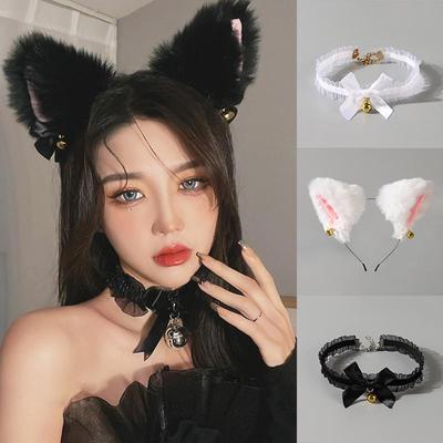 Choker Sexy Cat Role Playing Hair Hoop Bell Choker Woollen Hair Hoop