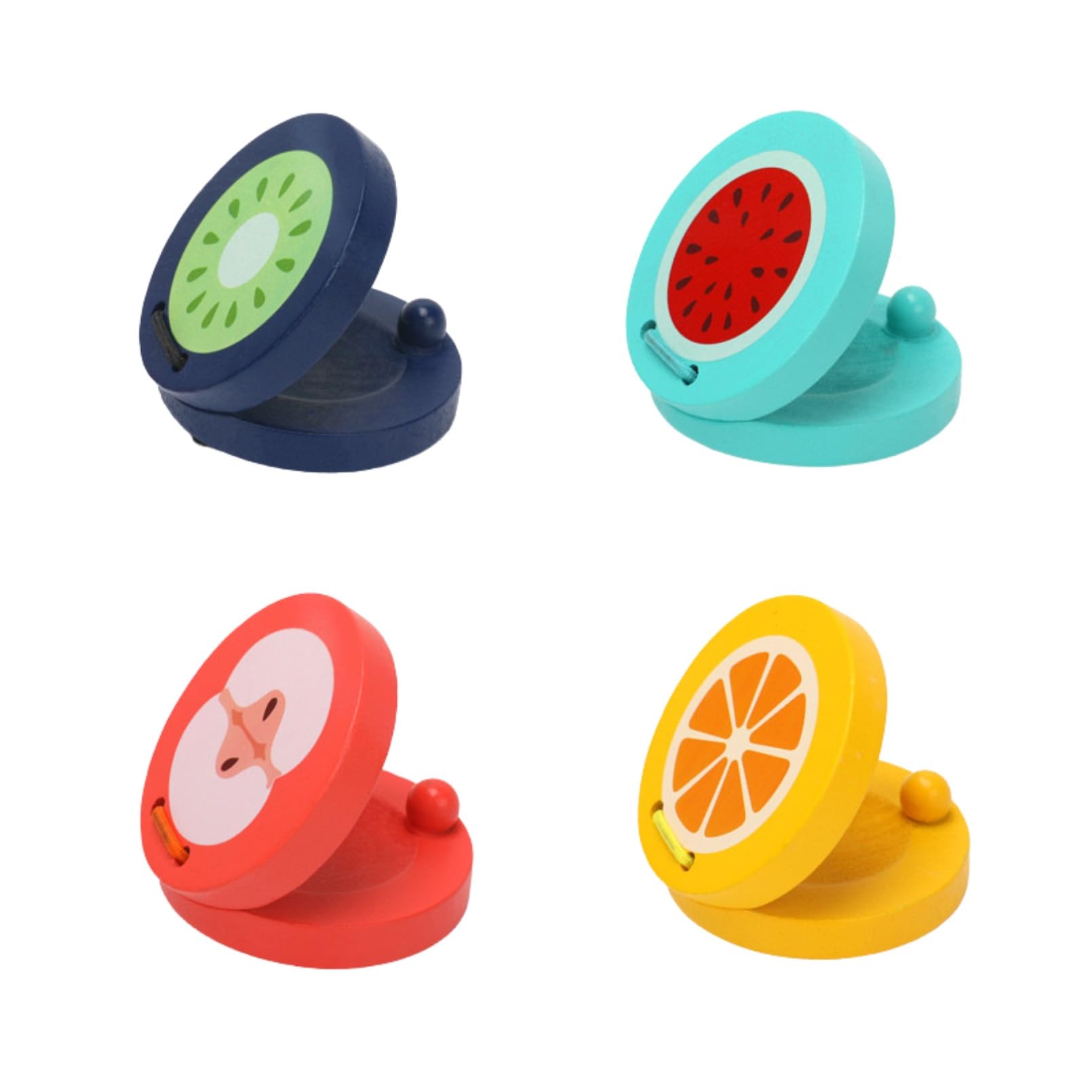 

Mini Fruit Castanets for Kids Orange Set of 4 [Chandini] - Apple, Kiwi, Watermelon, - Colorful, Kids, Musical, Cute,