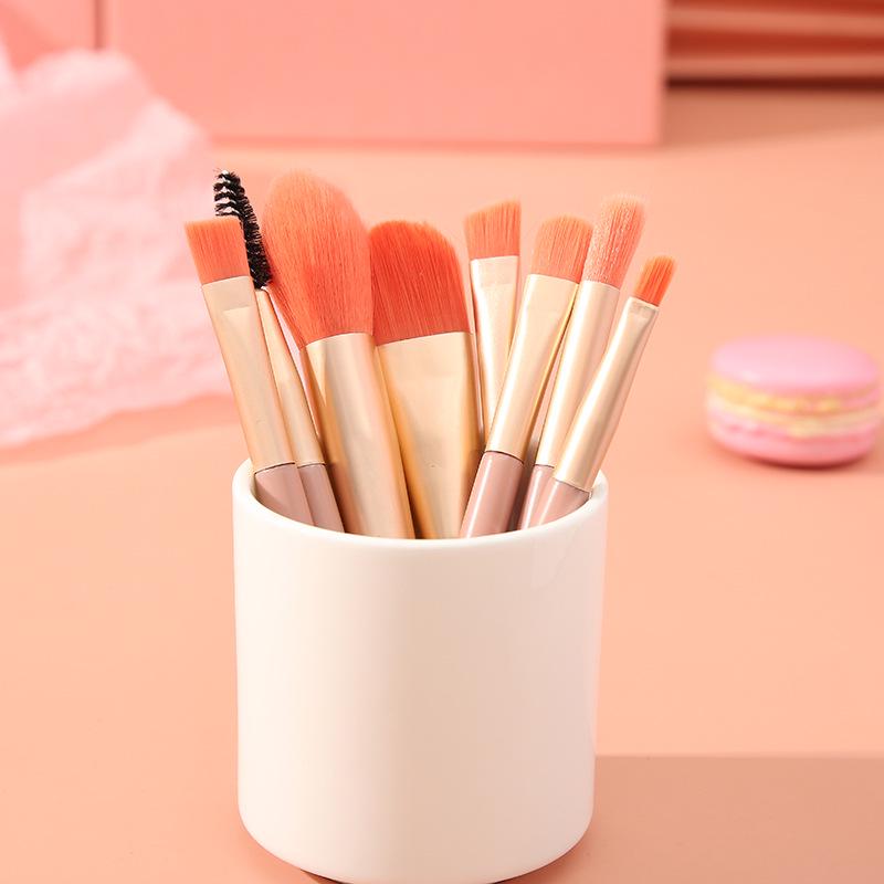 

8-Piece Makeup Brush Set: Eyeshadow, Lip, Nose Shadow, Blending Brushes - Portable and Soft for Students