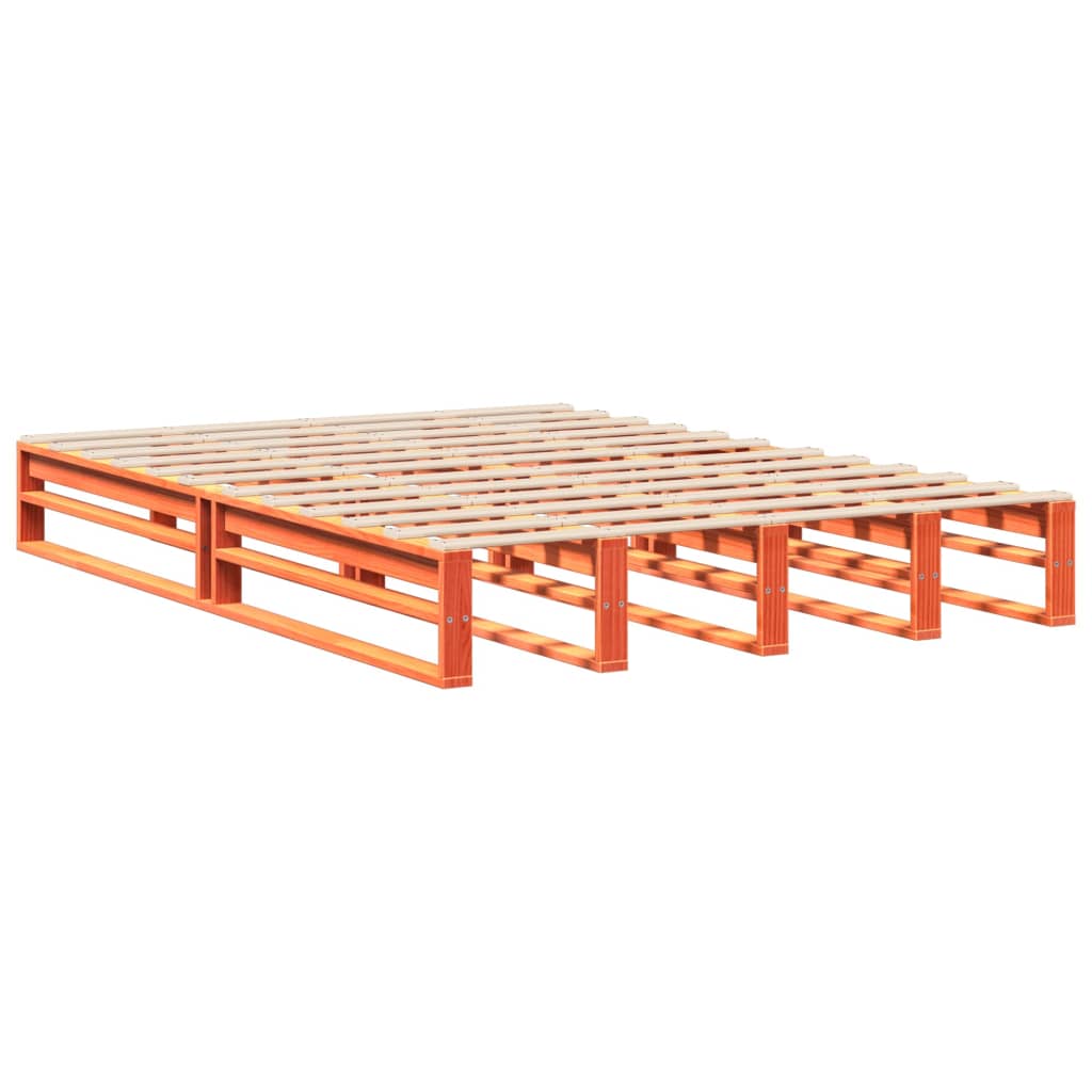 Vidaxl Bettgestell Ohne Matratze, Wachsbraun, 140X190 Cm, Massivkiefer