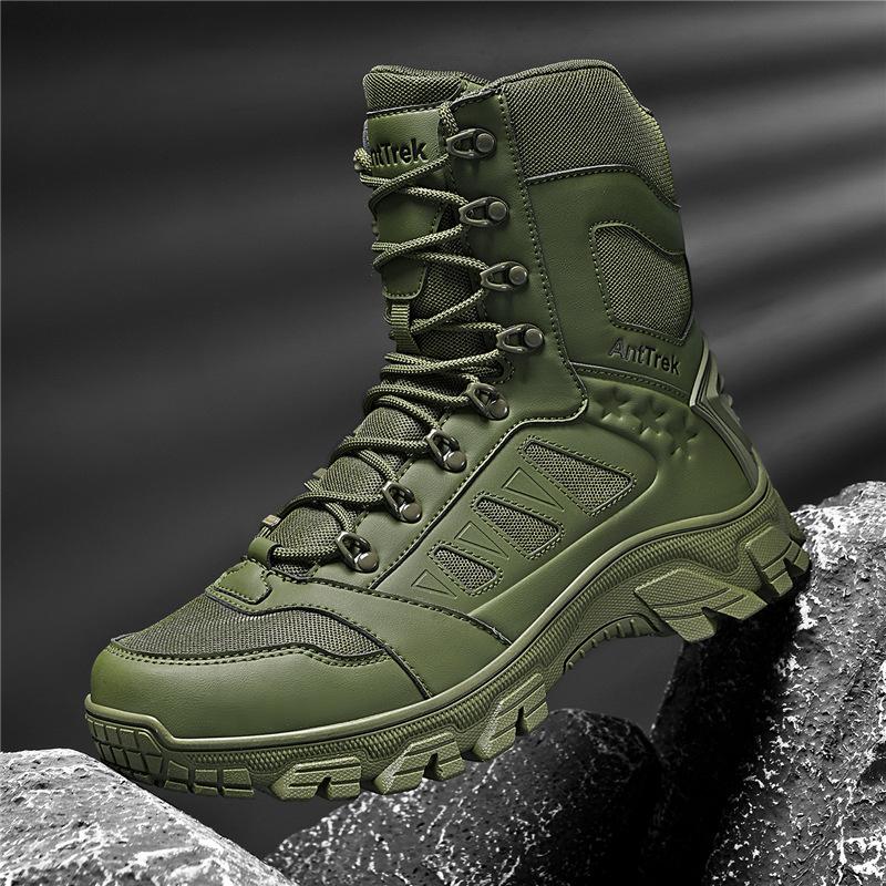 

Outdoor combat boots men s high-top adult men s tactical boots men s desert boots mountaineering off-road men s boots durable men s shoes 46 армія зелений колір