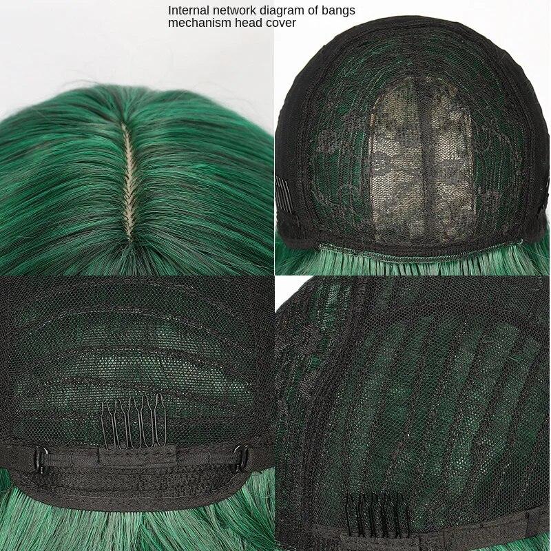 Grüne kurze Bob Body Wave synthetische Perücke für Frauen Lolita Cosplay Perücke synthetisches natürliches hitzebeständiges Haar