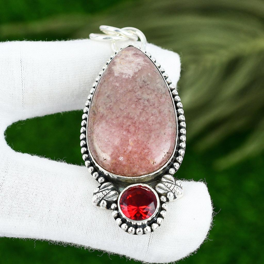 Rhodochrosite Gemstone Mozambique Garnet 925 Sterling Silver New Pendant Jewelry