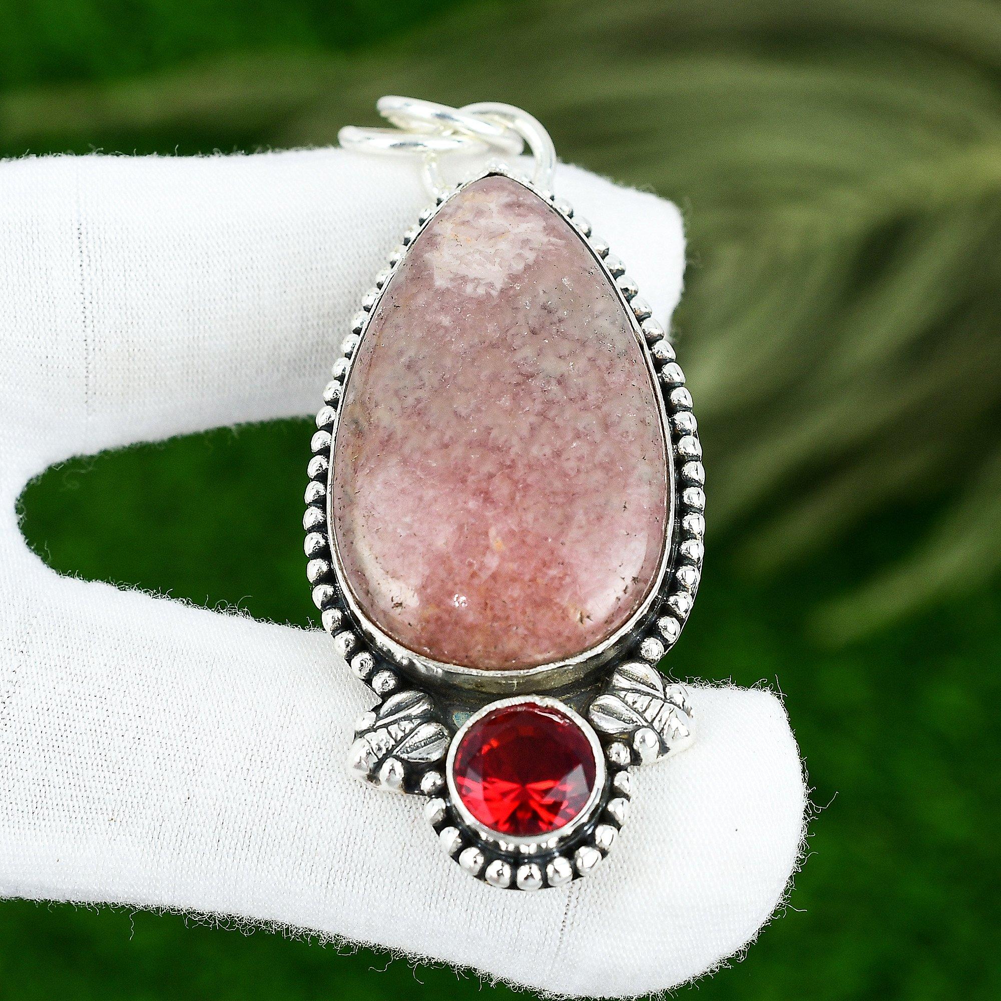 

Rhodochrosite Gemstone Mozambique Garnet 925 Sterling Silver New Pendant Jewelry