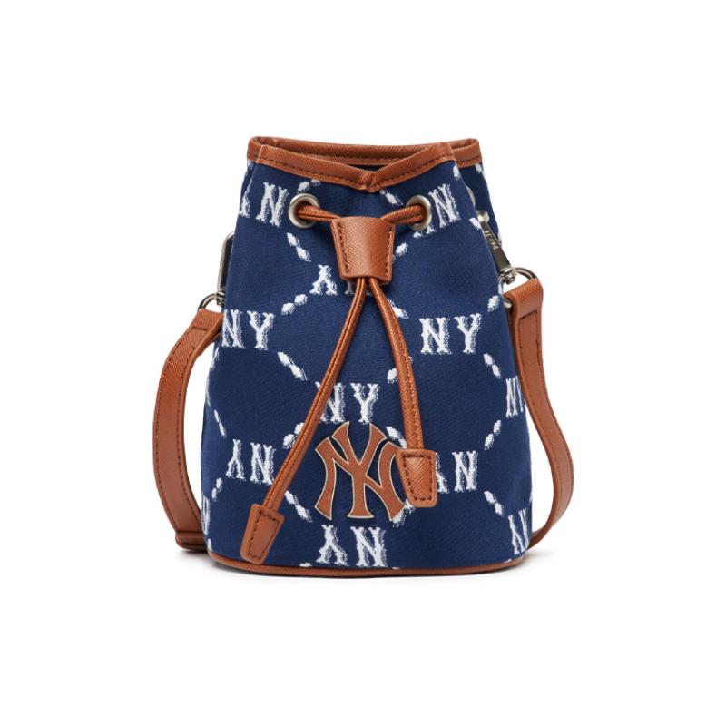 

MLB Monogram Collection Polyester Synthetic Leather Bucket Bag, Shoulder Bag, Fanny Pack Mini Unisex Blue Casual 3ABMS022N-50NYL One Size
