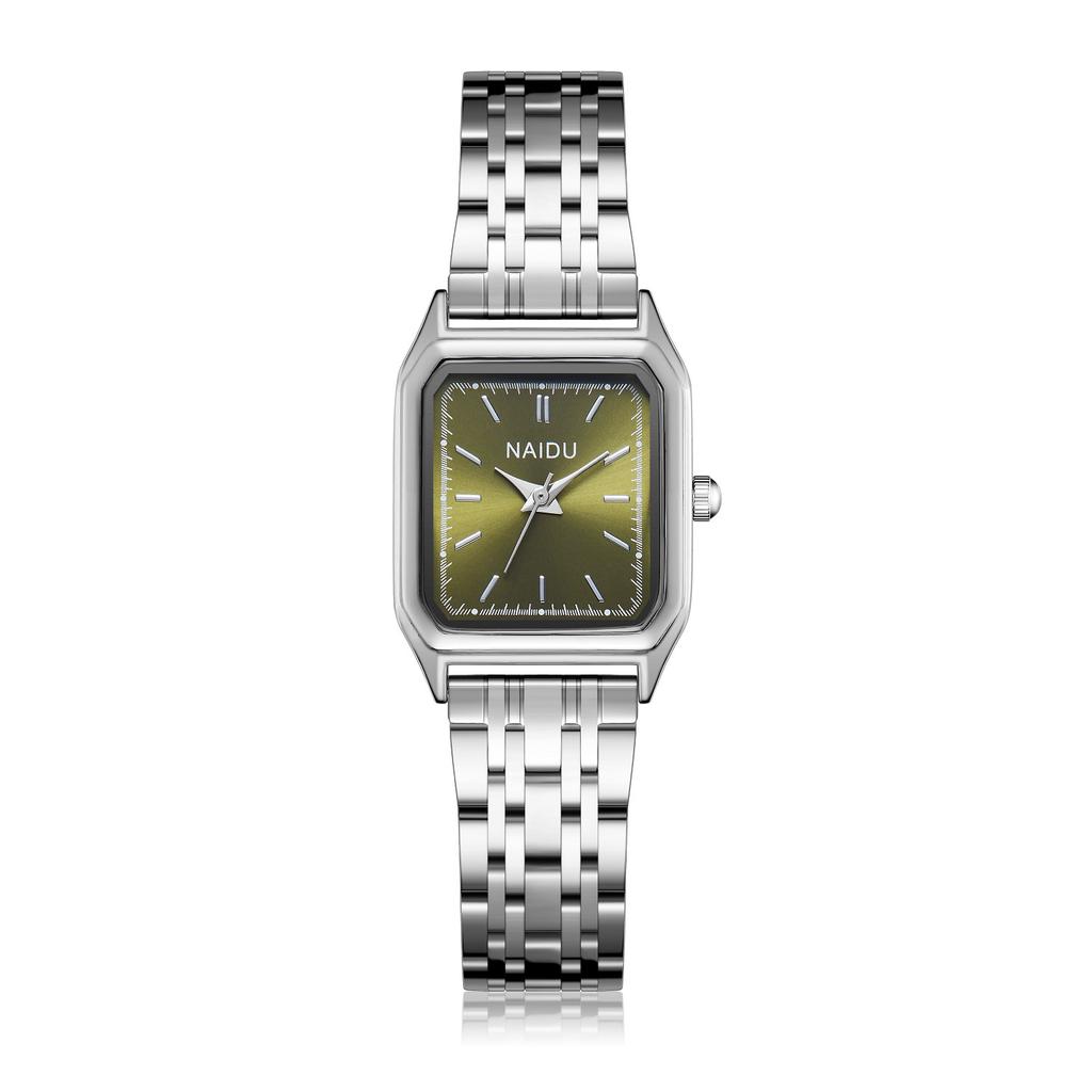 Compact Square Steel Band Quartz Watch Stainless Steel Band Fashionable Girls Watch Forest Square Watch