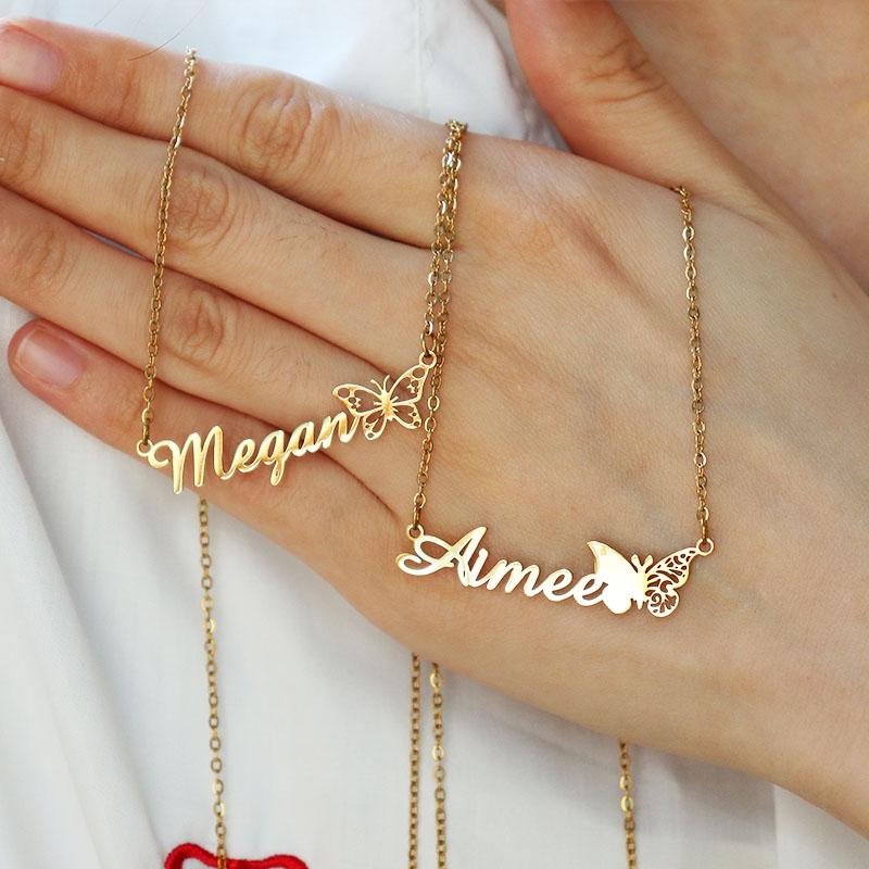 Custom Butterfly Necklaces For Women Personalized Necklace Choker Stainlesss Steel Wedding Jewelry Gift Bff