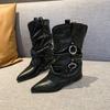 Fashion New Retro Style Women Knee High Boots Luxury Fashion Belt Buckle Shoes Autumn Winter Wedges Heel Women's Knight Long Boots