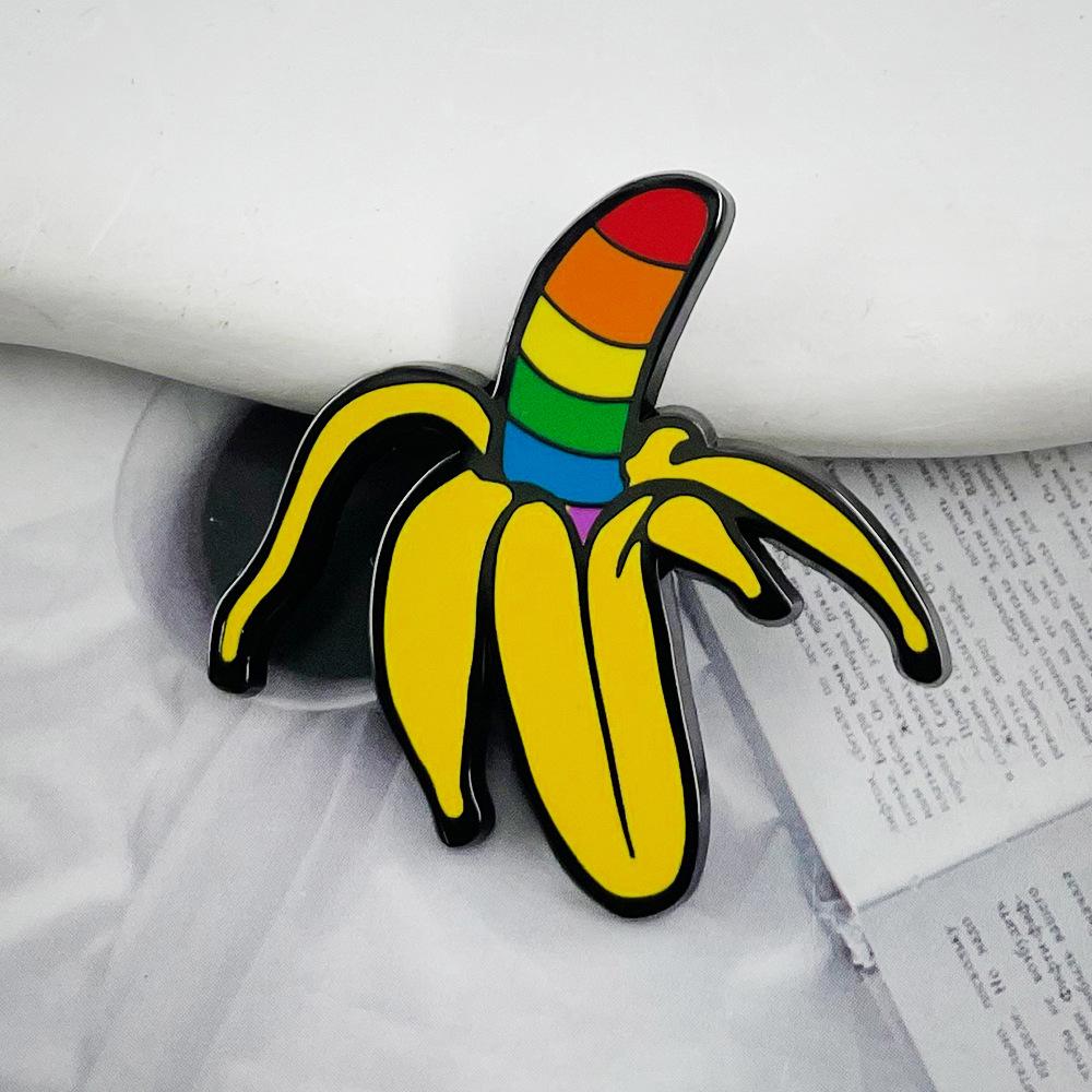 Brož Banán: Barevný ovocný odznak na oblečení, batoh nebo jako dárek