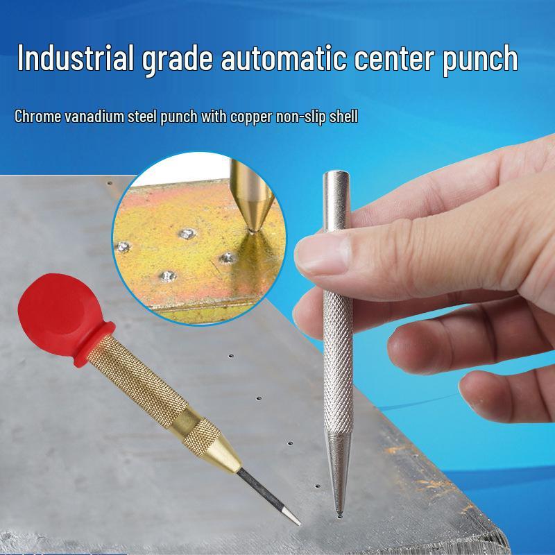 Professional Grade High Hardness Center Punch for Marking & Positioning Knurled Silver Center Punch