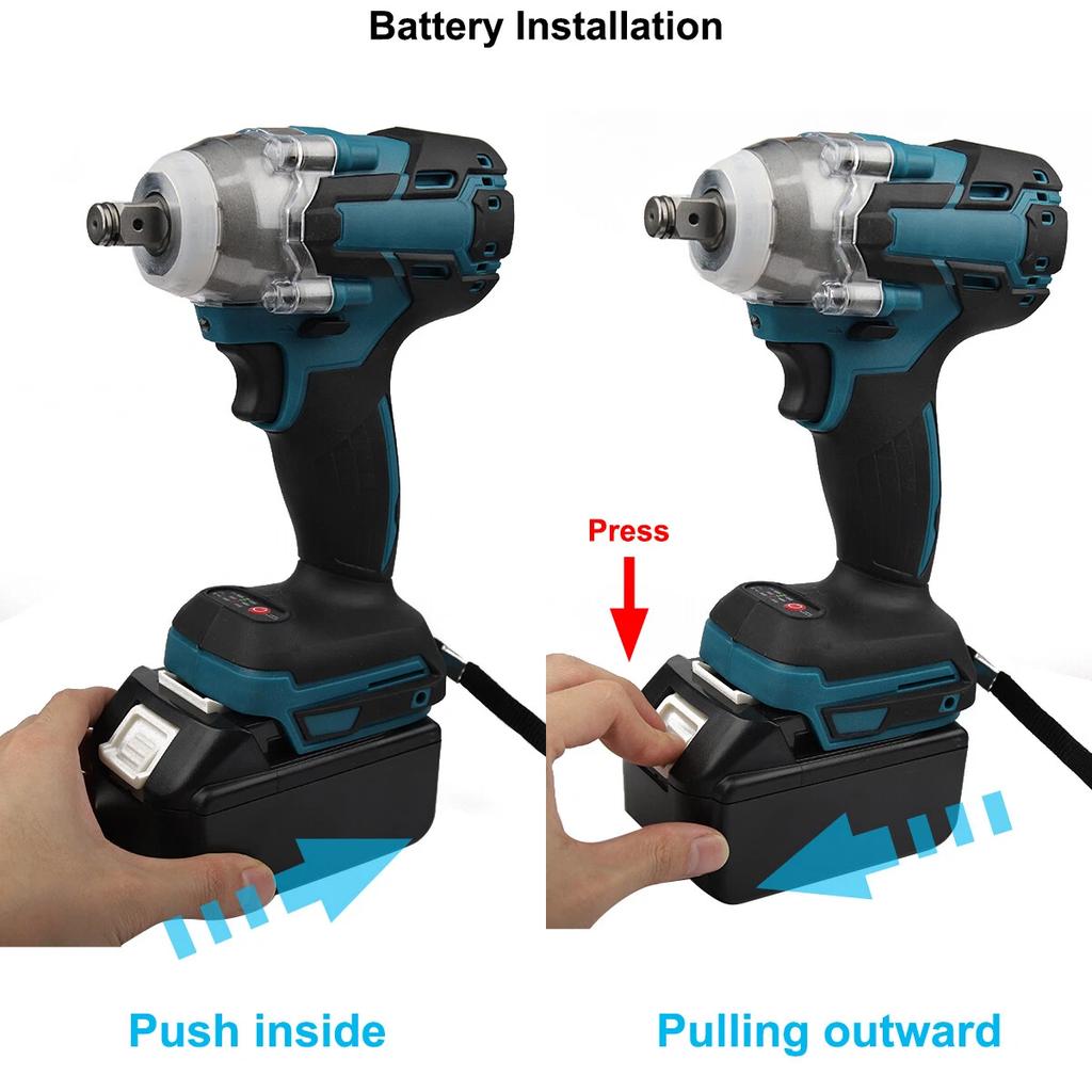 1/2 Inch Brushless Cordless Electric Impact Wrench Gun Hand Drill Versatile Socket Power Tool With 21V Battery Toolbox Set