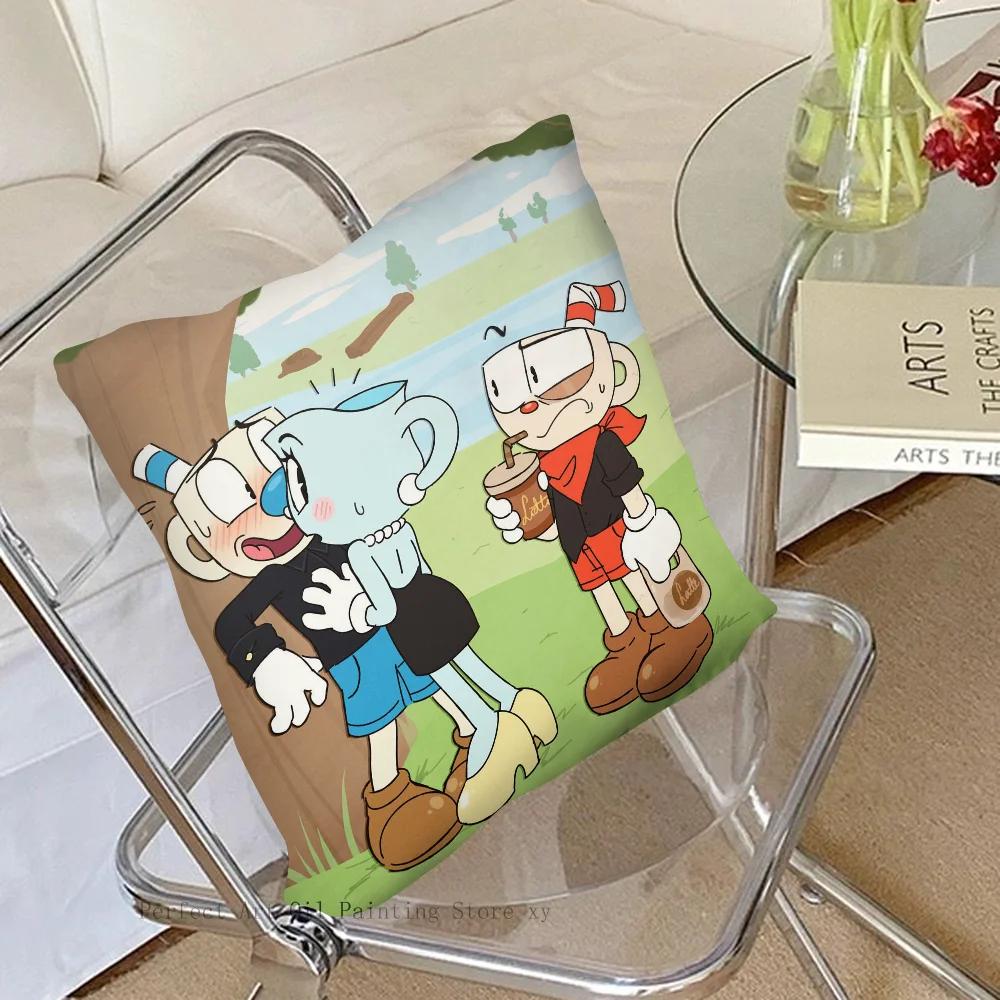 C-Cuperhead Animated Adventure Game Pillow Case Square Pillow Bedroom Sofa Leisure Comfort Car Living Room Home Decoration 40X40