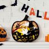 Halloween Pumpkin Wooden Ornament, American Holiday Party 3D Hollow Decoration Atmosphere Ornament