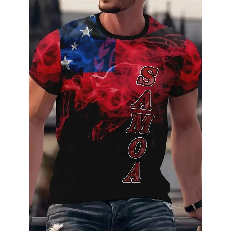3D Printed Samoan Flag T-Shirt For Men New In Summer Short Sleeves Polynesian Tshirts Clothes Men's Oversized Tee Shirts