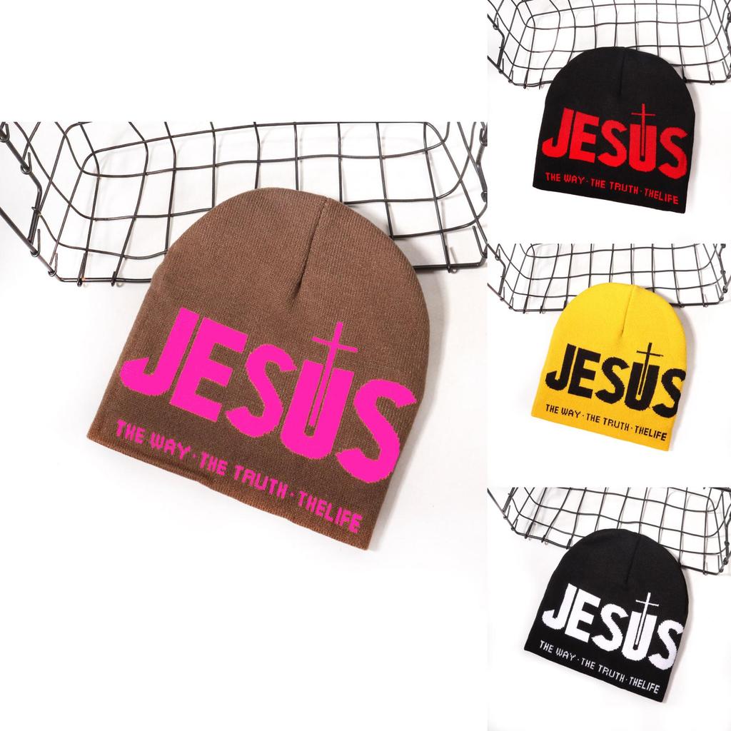 Nordic Streetwear Knit Hat With Embroidered Letters For Casual Winter Wear