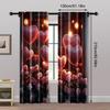 2pc,  Valentine's Day Window Treatment Curtains Romantic Heart Theme Roses Durable Polyester,Without Electricity Spring Party &
