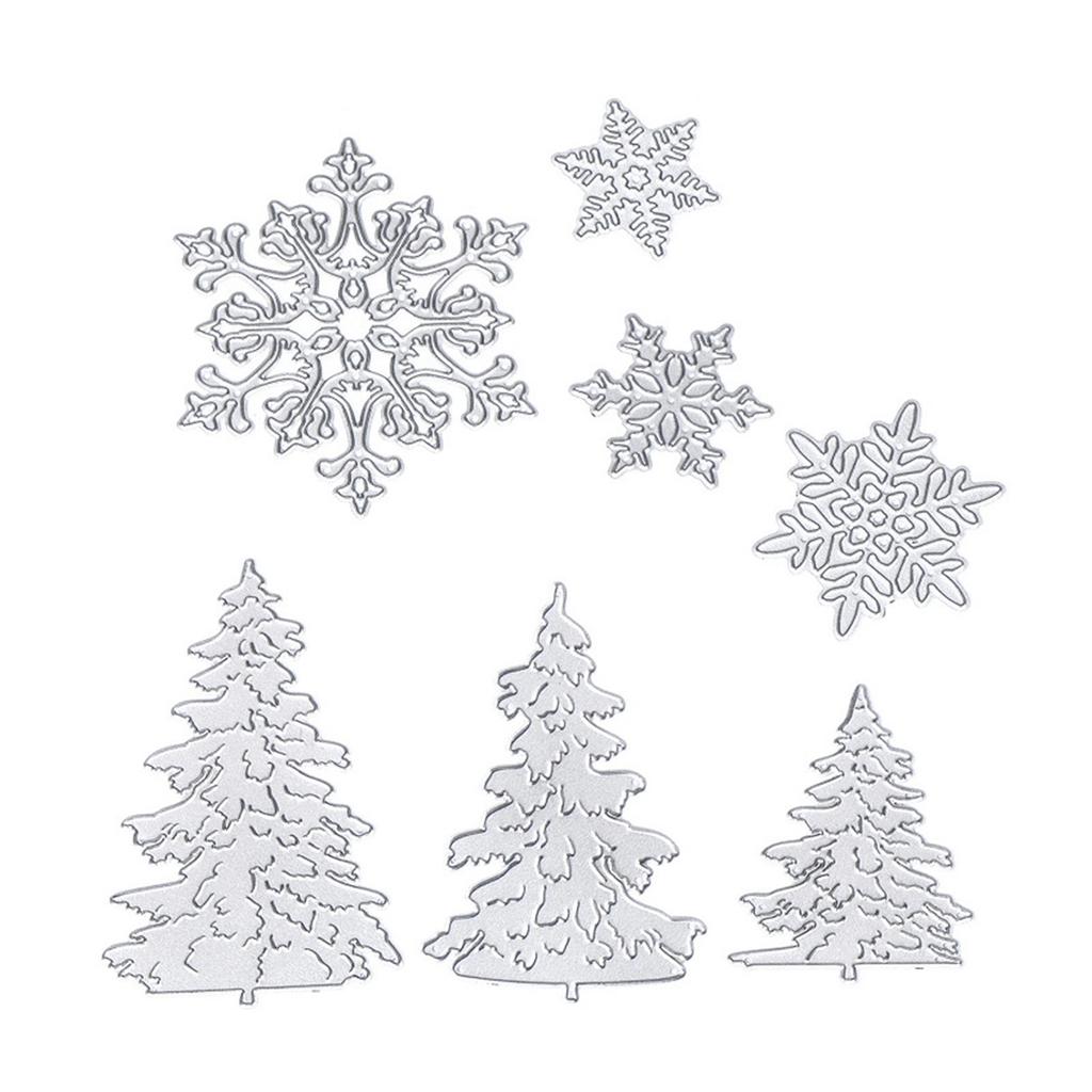 7x Novelty-Christmas Tree Snowflake-Die Cuts Metal Cutting Dies Embossing Stencils for DIY Album Card Scrapbooking-Decor