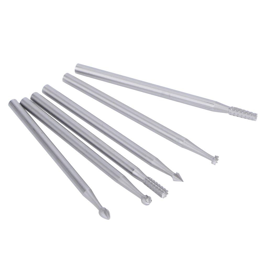 6Pcs/Set 2.35mm Handle Tungsten Steel Milling Cutter Carving Knife Engraving ToolL Size
