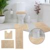 Chenille Bathroom Rug Set 3 Pieces Absorbent Non Slip Bath Mat Contour Rug and Toilet Lid Cover Soft Texture Durable Material