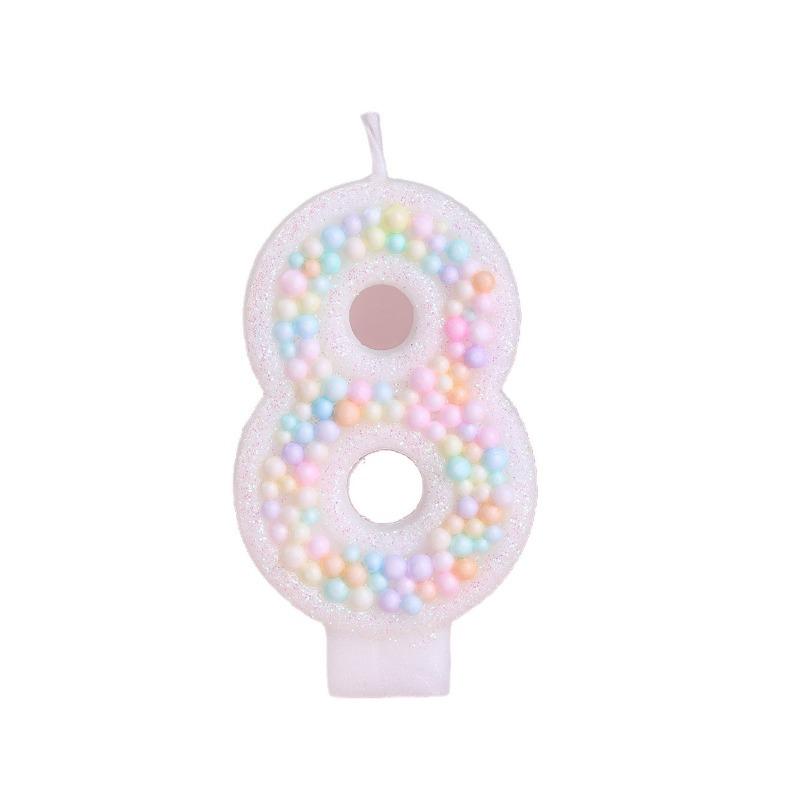 Macaron Colorful Ball 0-9 Creative Digital Birthday Decoration Candle