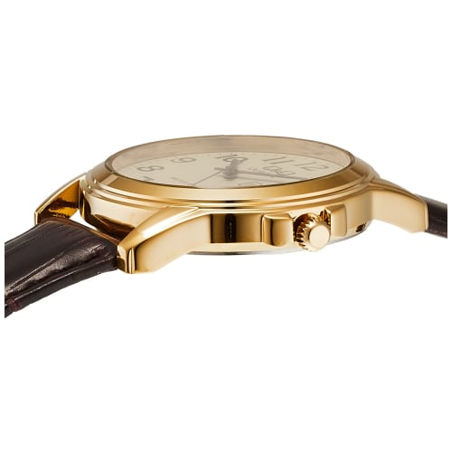 Cue and Cue Watch Analog Date Day of the Week Display Waterproof Leather Strap A00A-002PK Men's Brown