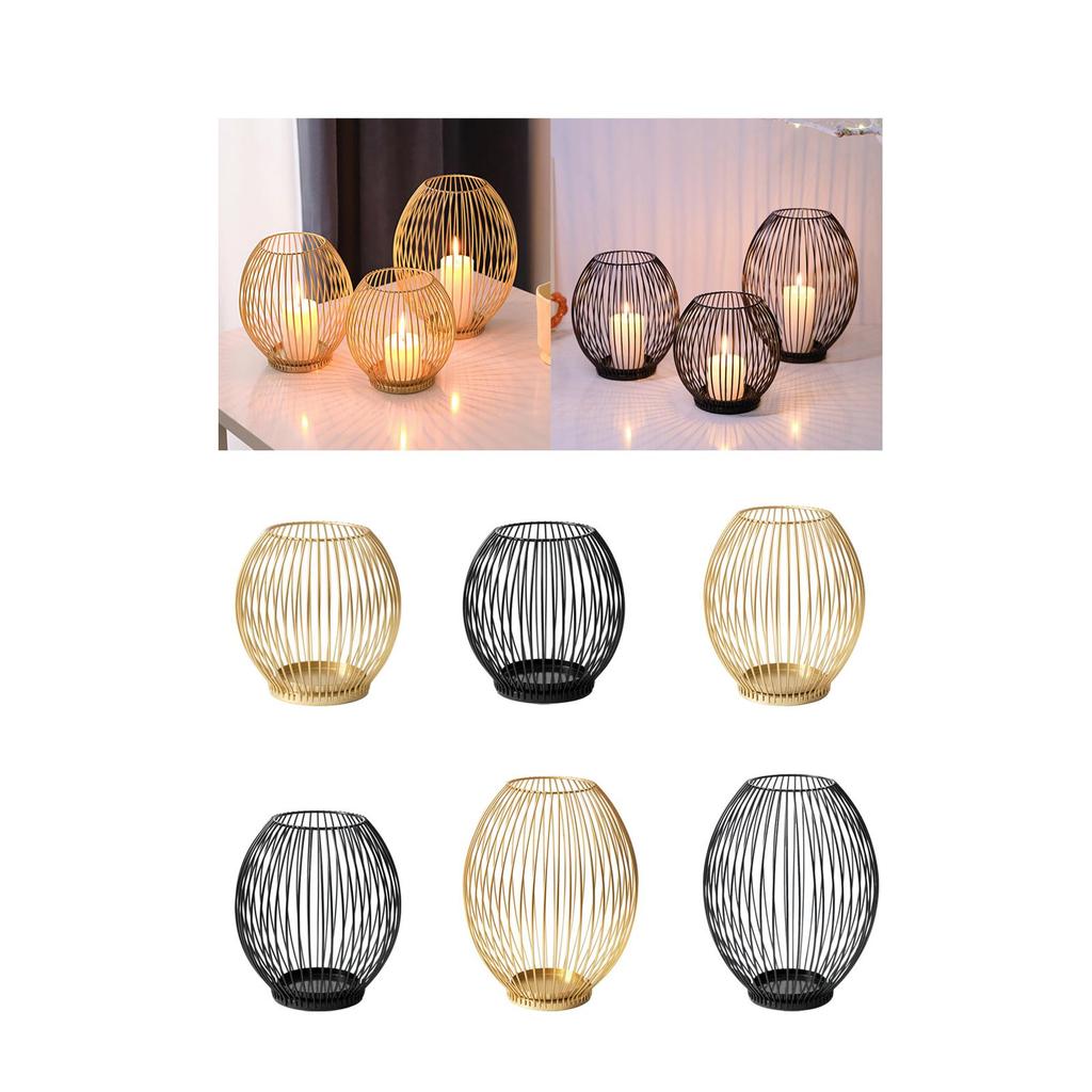 Kerzenständer mit Metallkäfig-Design, Säulenhalter für Esstisch und Feiern