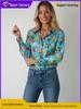 2026 Stylish Blue Floral Print Women's Loose Fit Shirt