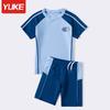 Navy Kids Swimsuit With Polyester Fabric For Water Sports And Sun Protection For Boys And Girls