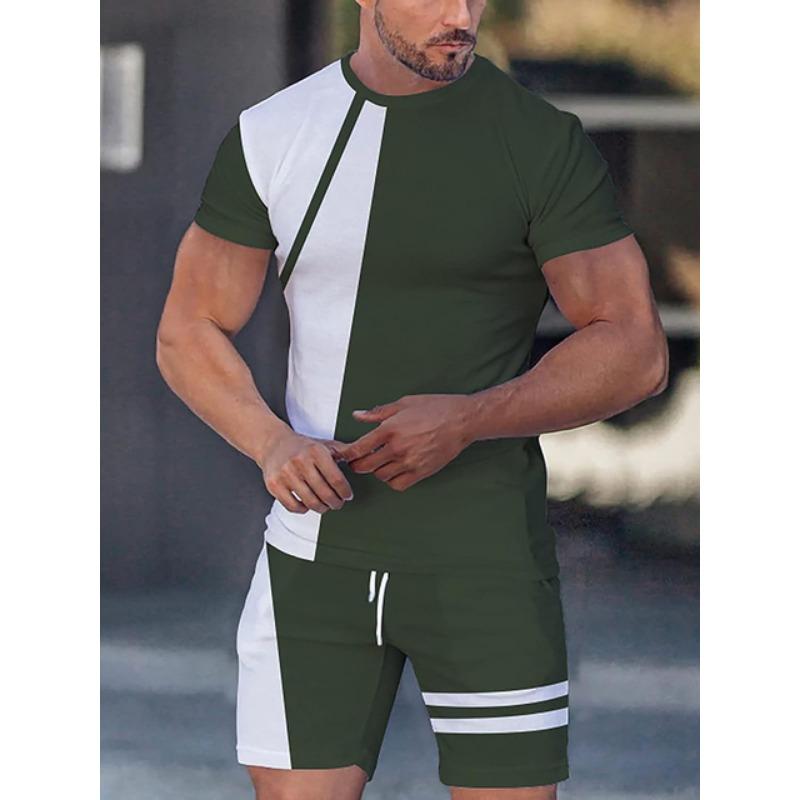 

Лоскутный принт мужской комплект из 2 предметов повседневная мода футболка комплект спортивный костюм рубашка и шорты комплект спортивная летняя одежда 5XL