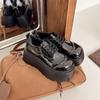 Small man platform muffin small leather shoes women's 2025 spring new versatile retro British style lace-up skirt shoes