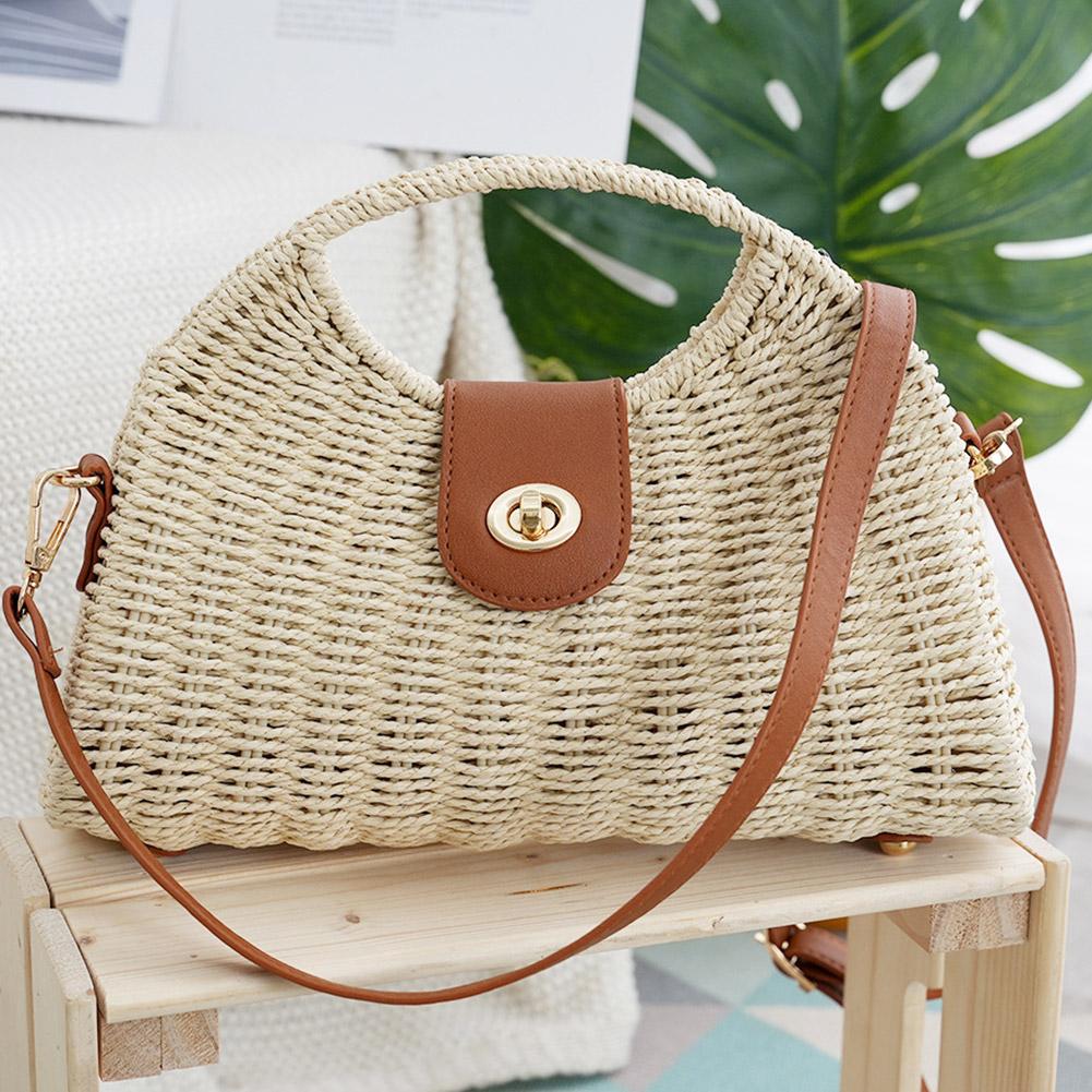 Women Crossbody Bags Summer Woven Shell Female Holiday Straw Handmade Casual Lady Elegant Tote D8W1