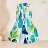 Women Plus Size Square Neck Long Sleeve Printed Tie Waist A Line Dress