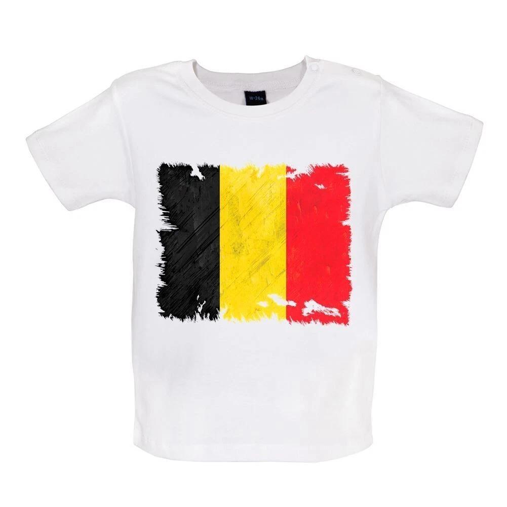 Belgian Grunge Flag Style - Kids Baby Kids Boys Girls Unisex T-Shirt / Bodysuit - Belgian Country Travel 120