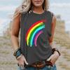 Canottiere Arcobaleno Estive Stampa 3D Donna Moda Casual Streetwear Oversize Scollo a O Canotta Senza Maniche Spalle Scoperte Donna Canottiera