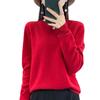 Women's 100% Pure Wool Versatile Round Neck Loose Sweater - Solid Color Knitwear