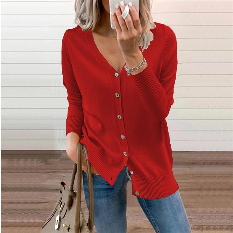 2026 Autumn Winter Women's V-Neck Cardigan, Button Detail Open Front Knit Sweater with Soft Yarn, Versatile Layering Piece for Office & Casual Wear