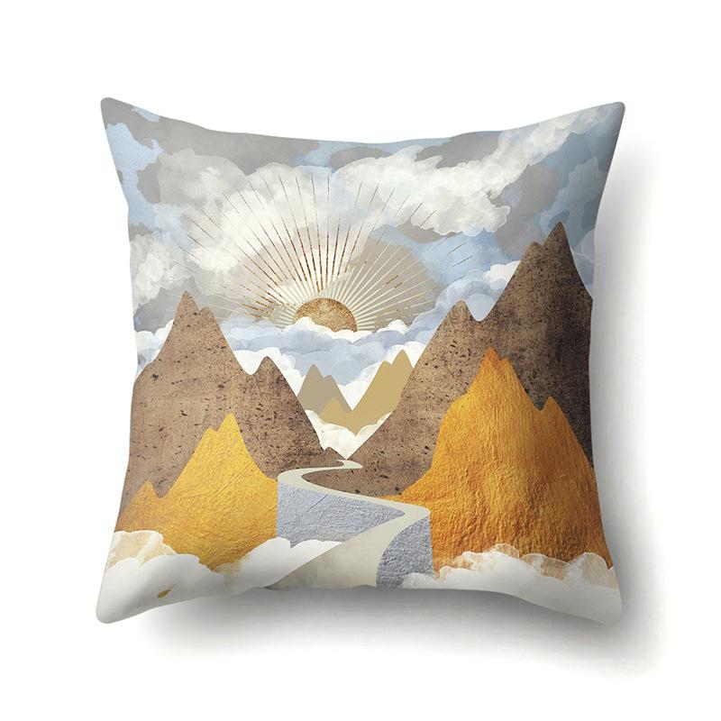 Polyester Pillow Cover Mountain Print Pillow Cover Waist Cushion Cover Car Cushion Head Cushion Cover Premium Durable