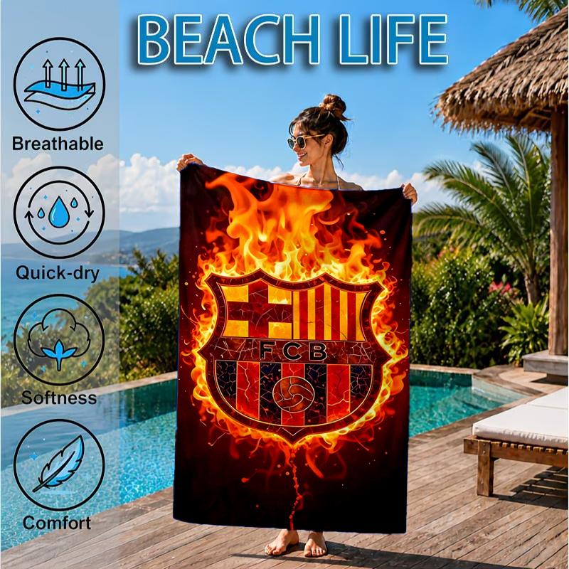 Fcb Team Football Club Beach Towel, Microfiber Beach Towel, Perfect For Pool, Beach, Travel, Home Decor Beach Party Fan Gifts