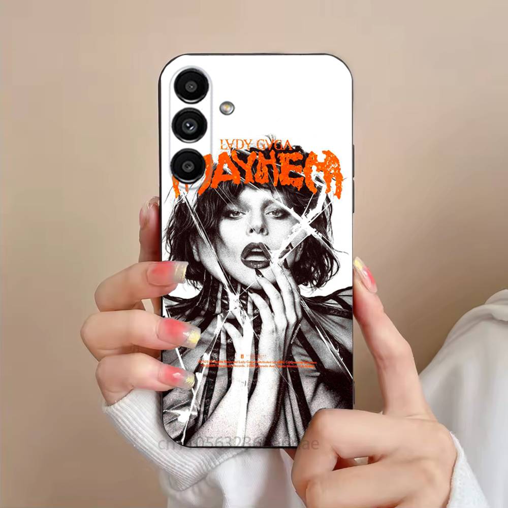 LADY GAGA MAYHEM Telefoonhoesje Voor Samsung S25,24,23,22,21,S20,Ultra,Plus,FE Zwarte Zachte Cover