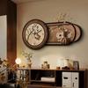 Chinese Retro Home Decor Wall Clock Living Room Decoration Three-dimensional Sandstone Decorative Painting Wall Clock