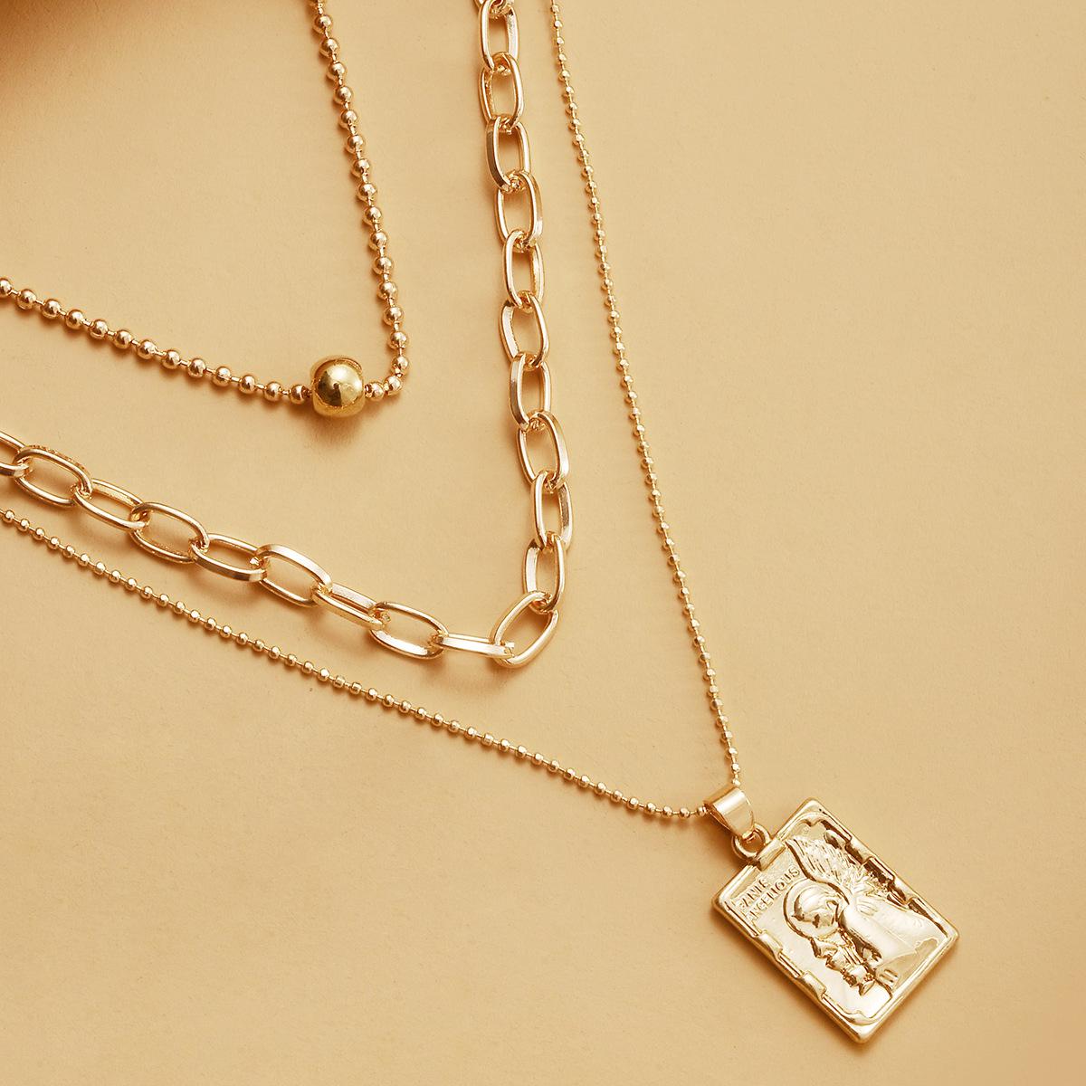 European  American Fashion Avatar Three-Layer Necklace