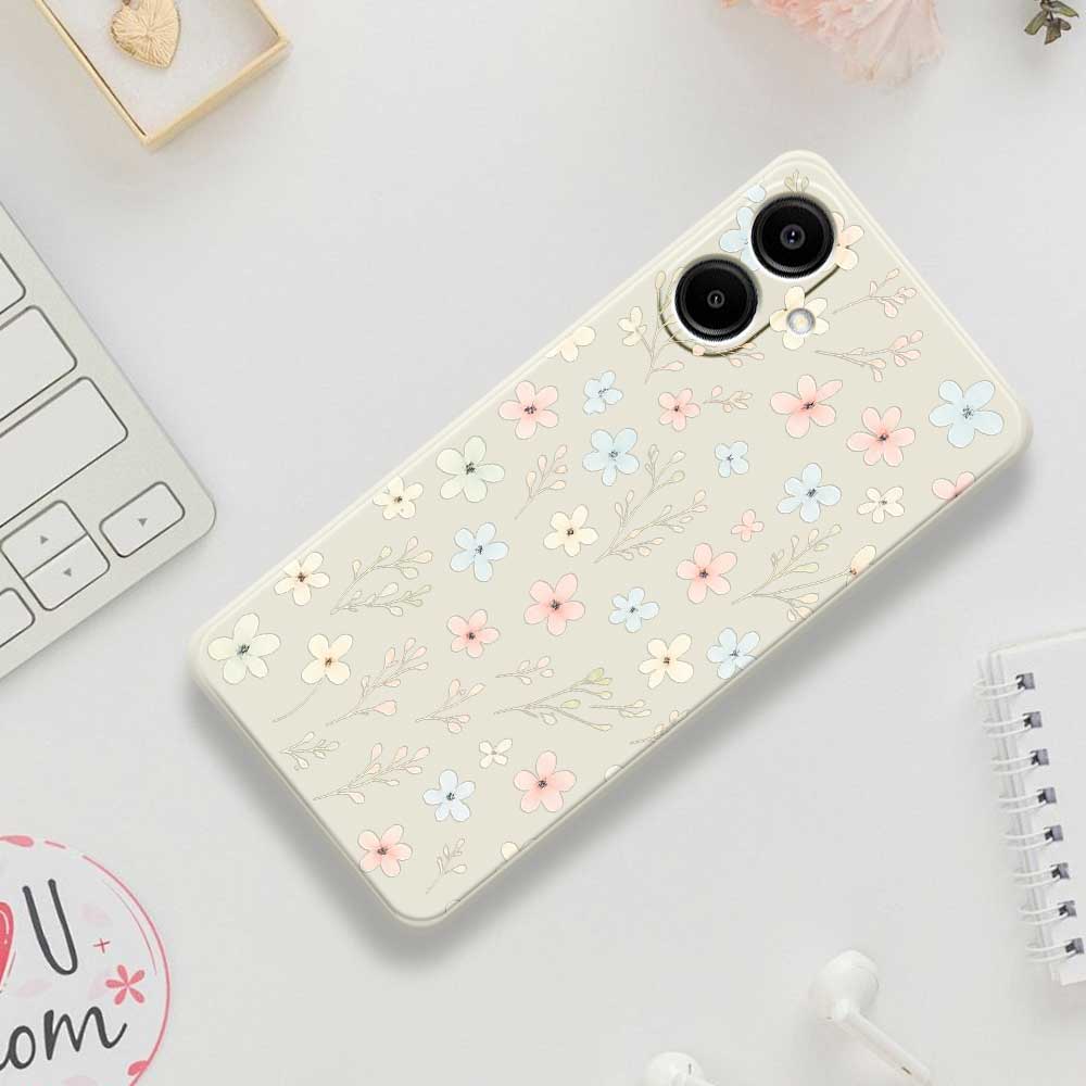 For Samsung Galaxy A07 4G Case Small Flower Branches Pattern Printing Straight Edge TPU Phone Back Cover