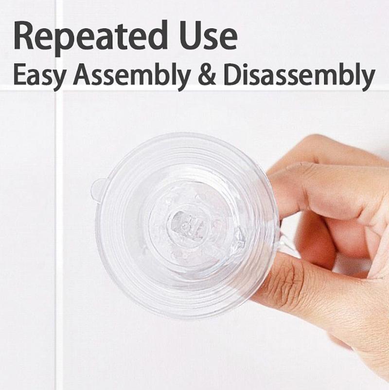 Multifunctional Heavy-Duty Suction Cup Hook Transparent and Reusable Bathroom Towel Rack Clothes Hanger Hook for Glass Kitchen
