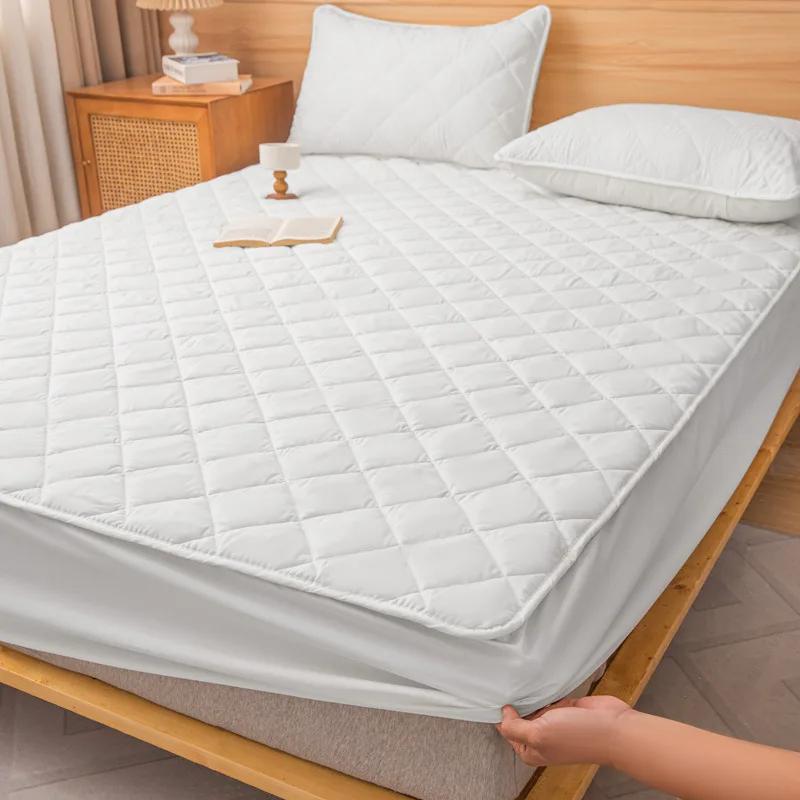 Thicking Quilted Mattress Cover Soft Breathable Elastic Double Fitted Bed Sheet with Deep Pocket Solid Color Matress For Bed