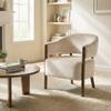 Chenille Lounge Chair, Wide Seat, Beige Armrests