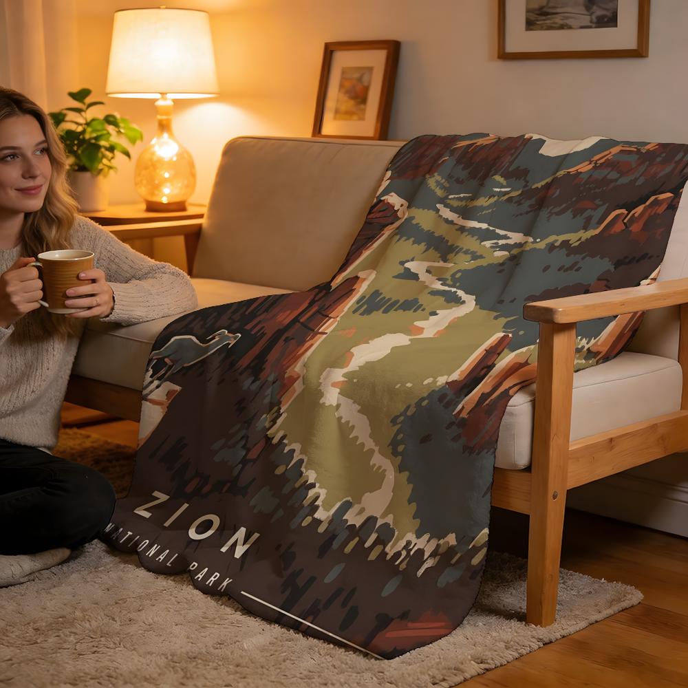 Zion National Park Throw High-Density Short Plush Blanket Soft For Sofa Air-Con Room.