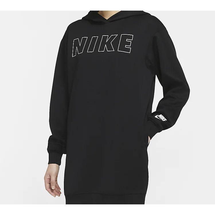 Nike Vestido de Punto con Capucha y Manga Larga Vestido de Mujer Negro CJ3113-010